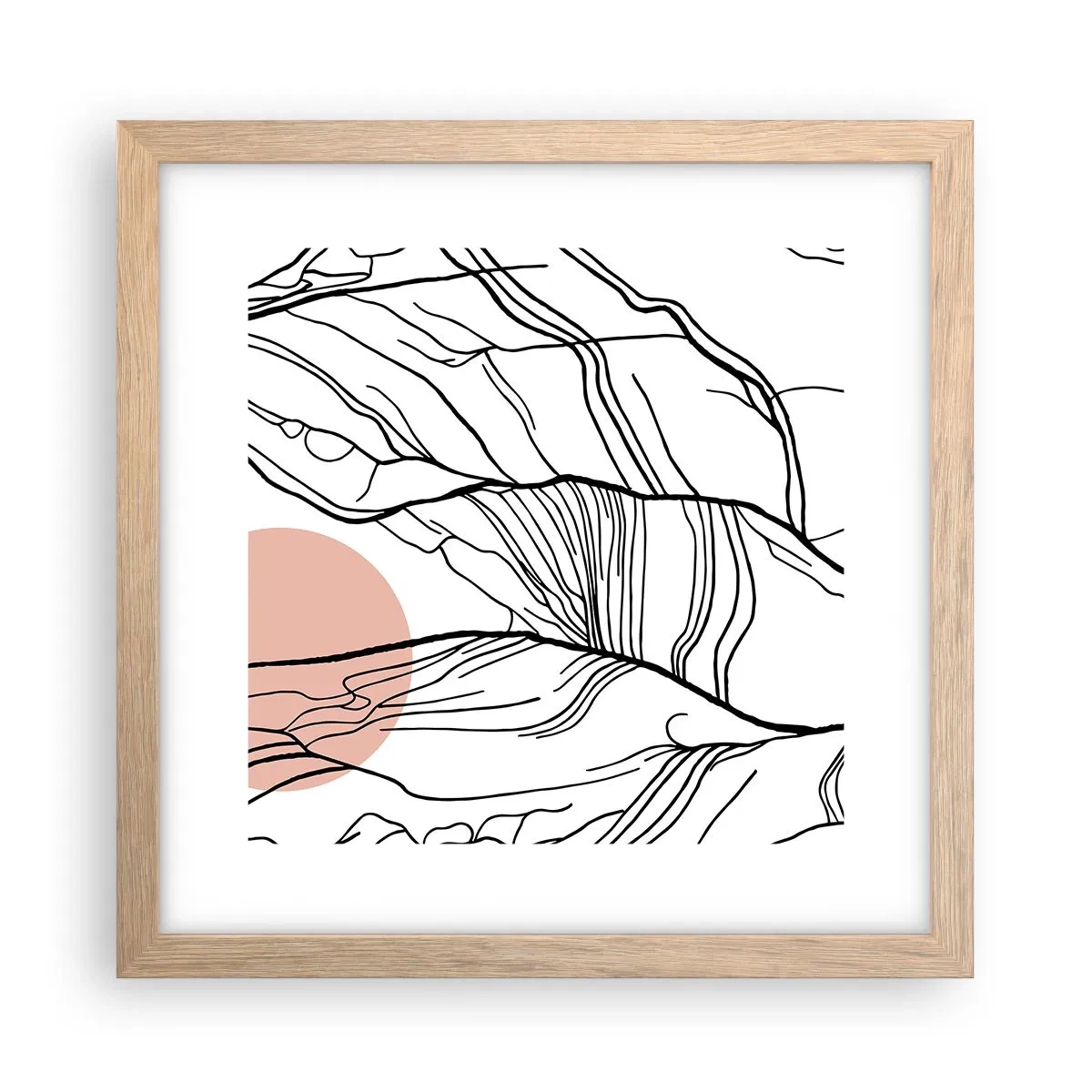 Een poster in een licht eiken lijst - In een web van twijgen - 30x30 cm