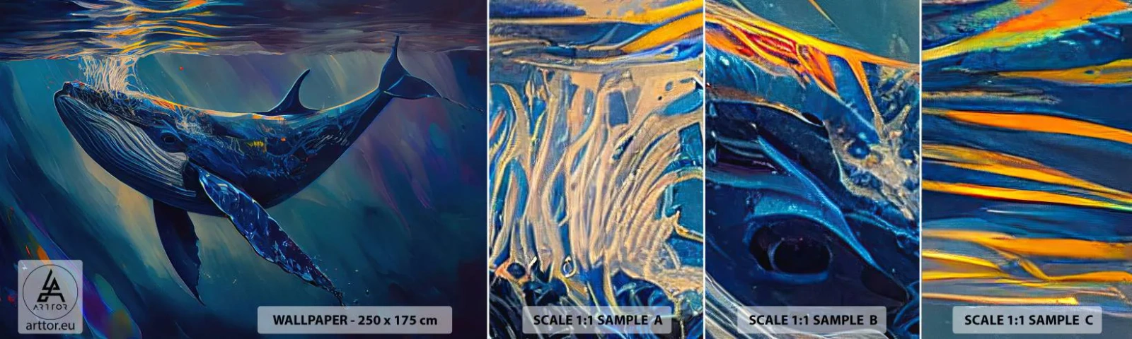 Fotobehang Monster Zelfklevend Deluxe Sticker - Welkom in mijn wereld - Walvis, Oceaan, Onderwater - 100x30 cm