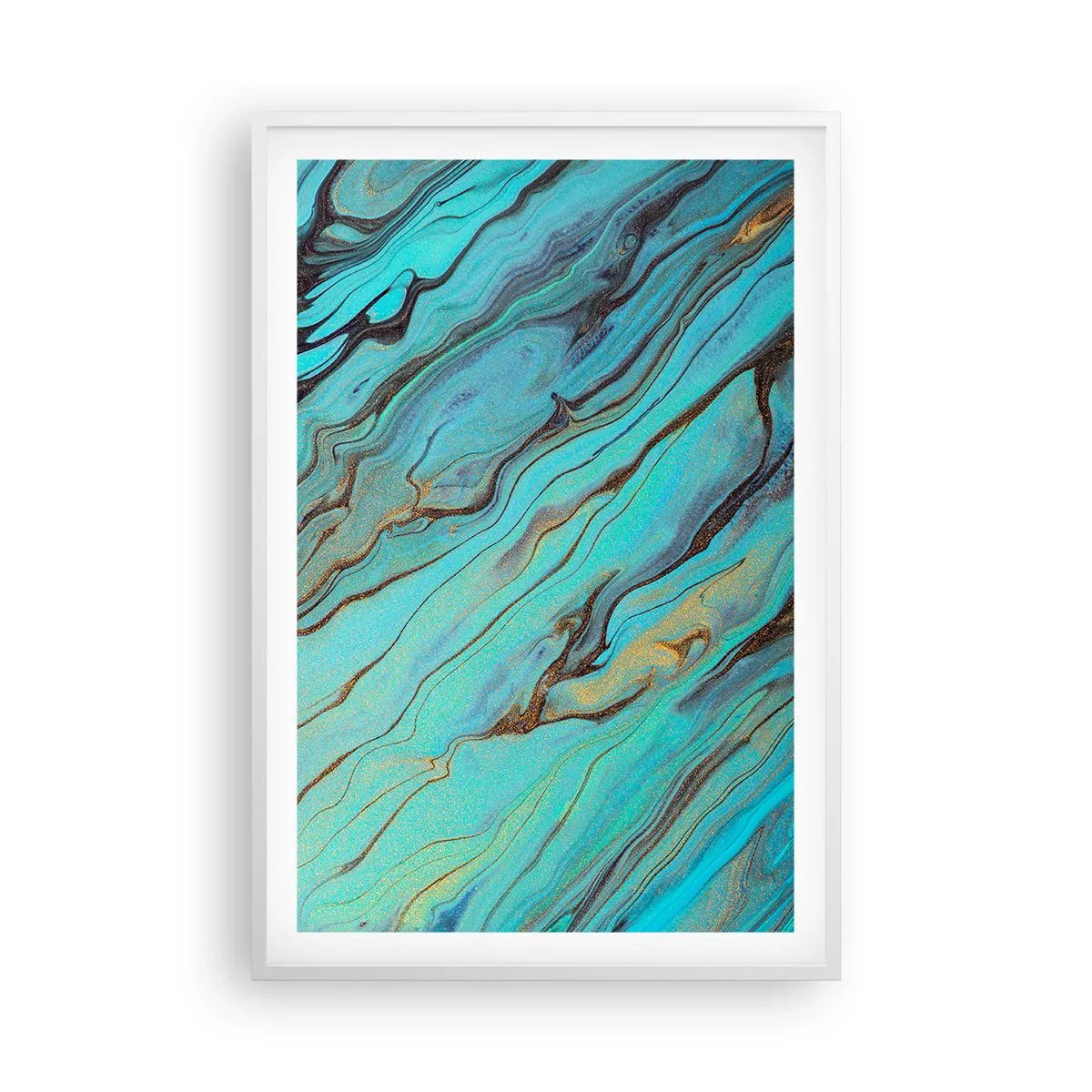 Poster in een witte lijst - Turquoise vloed - 61x91 cm
