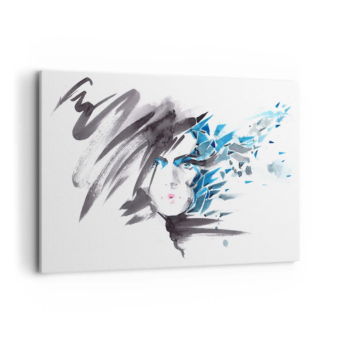 Schilderen op canvas - Sensueel portret in grijs en blauw - 120x80 cm