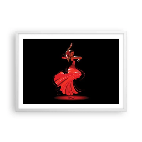 Poster in een witte lijst - De vurige geest van flamenco - 70x50 cm