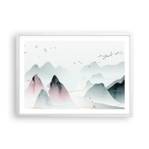 Poster in een witte lijst - Over de toppen - 70x50 cm