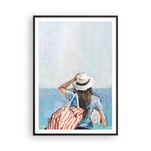 Poster in een zwarte lijst - Welkom bij je vakantie - 70x100 cm