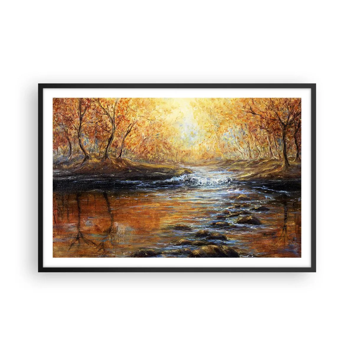 Poster in een zwarte lijst - De gouden stroom - 91x61 cm