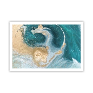 Poster - Een werveling van goud en turkoois - 91x61 cm