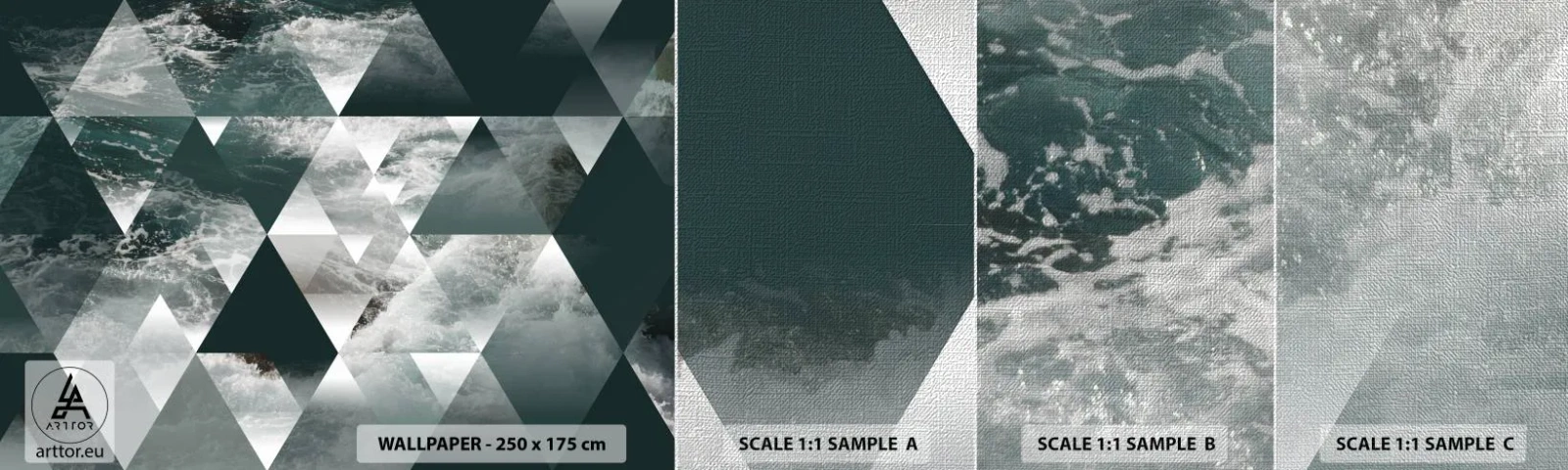 Fotobehang Monster Premium Canvas - Kristal perspectief - Abstractie, Golven, Deel - 100x30 cm