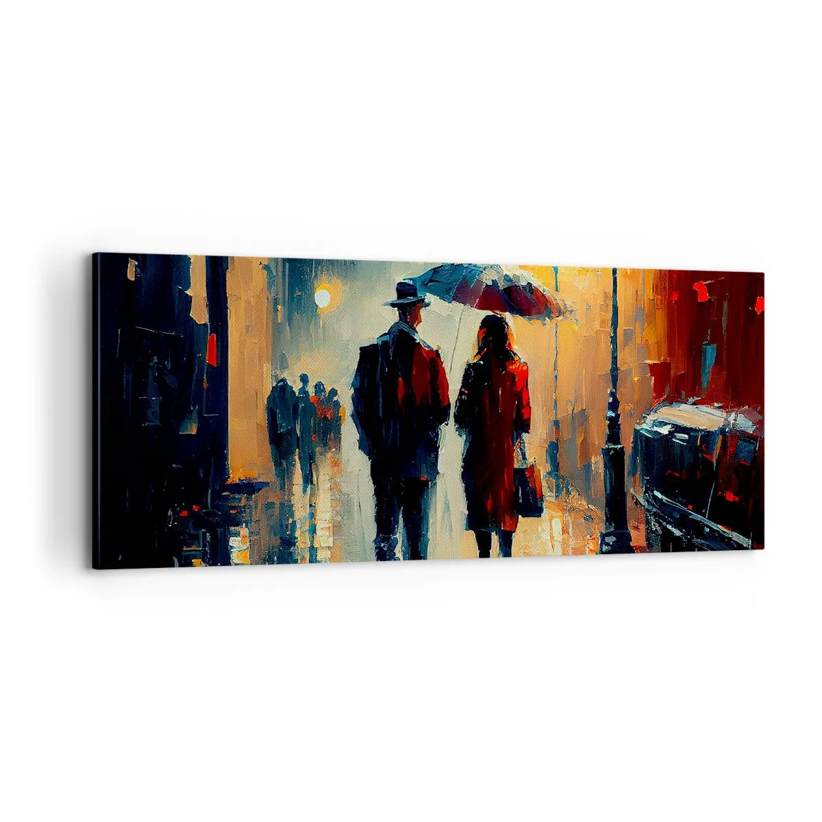 Schilderen op canvas - Stedelijk love strory - 100x40 cm