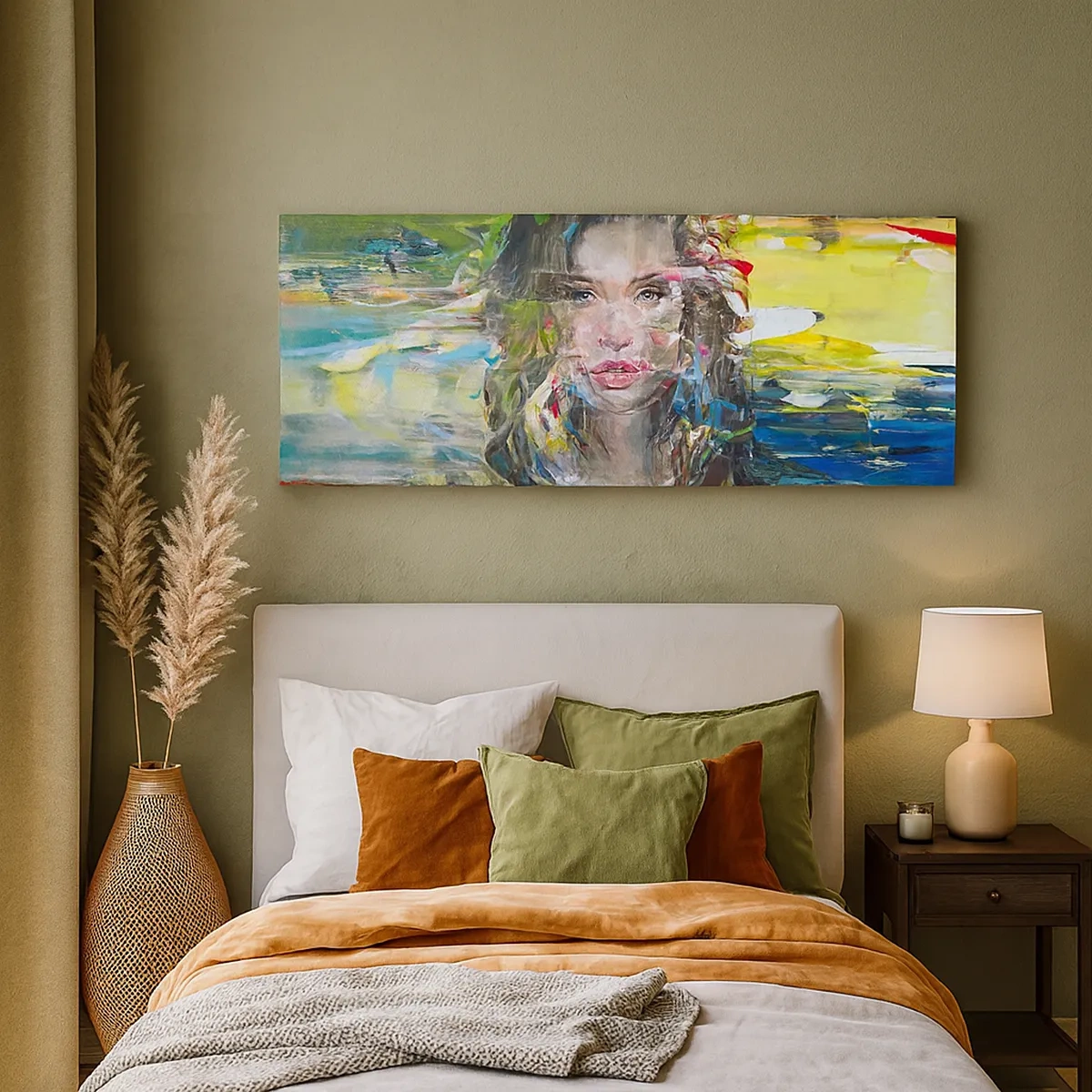 Schilderen op canvas - Achter de lucht een gordijn - 30x30 cm