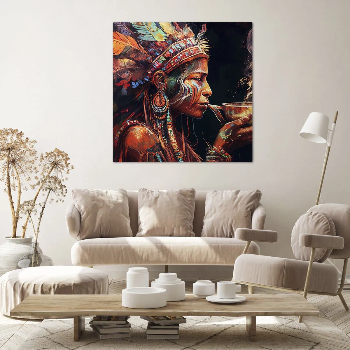 Schilderen op canvas - Magisch ritueel - 60x60 cm