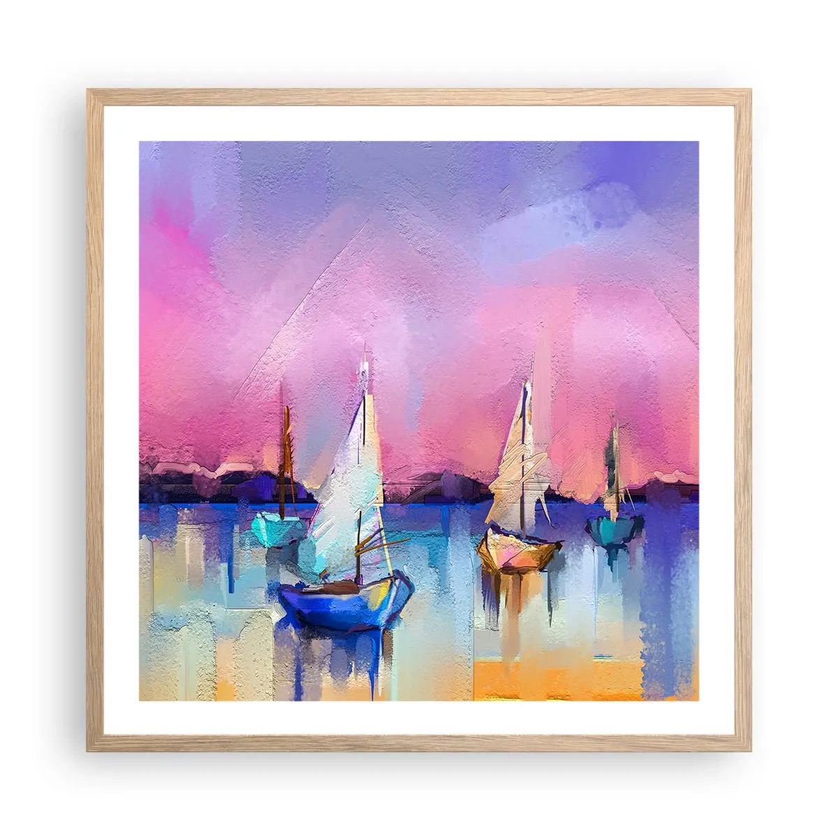 Een poster in een licht eiken lijst - Richting: breed water - 60x60 cm
