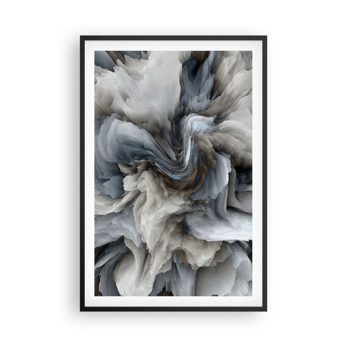 Poster in een zwarte lijst - Steen en bloem - 61x91 cm