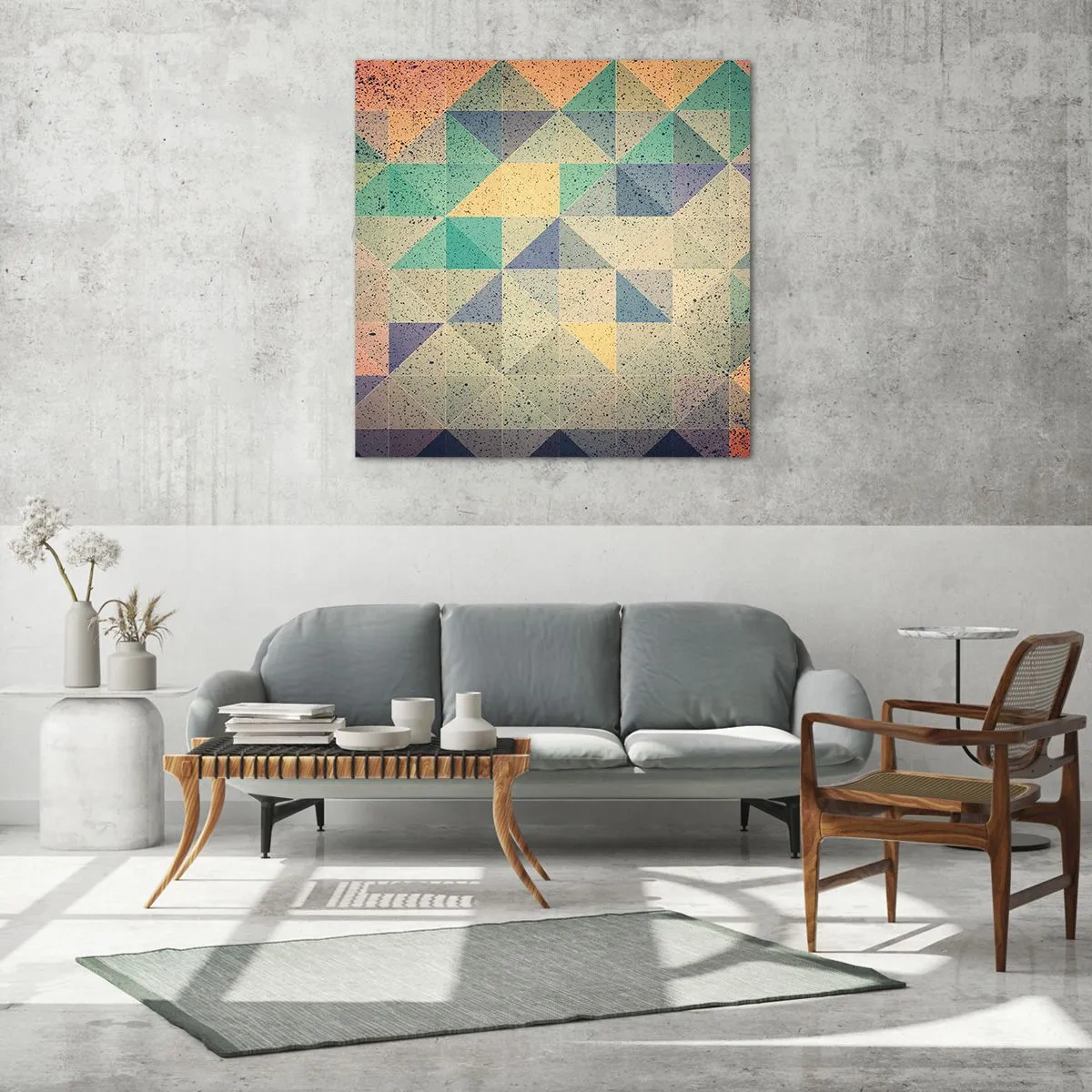 Schilderen op glas - Republiek van driehoeken - 40x40 cm