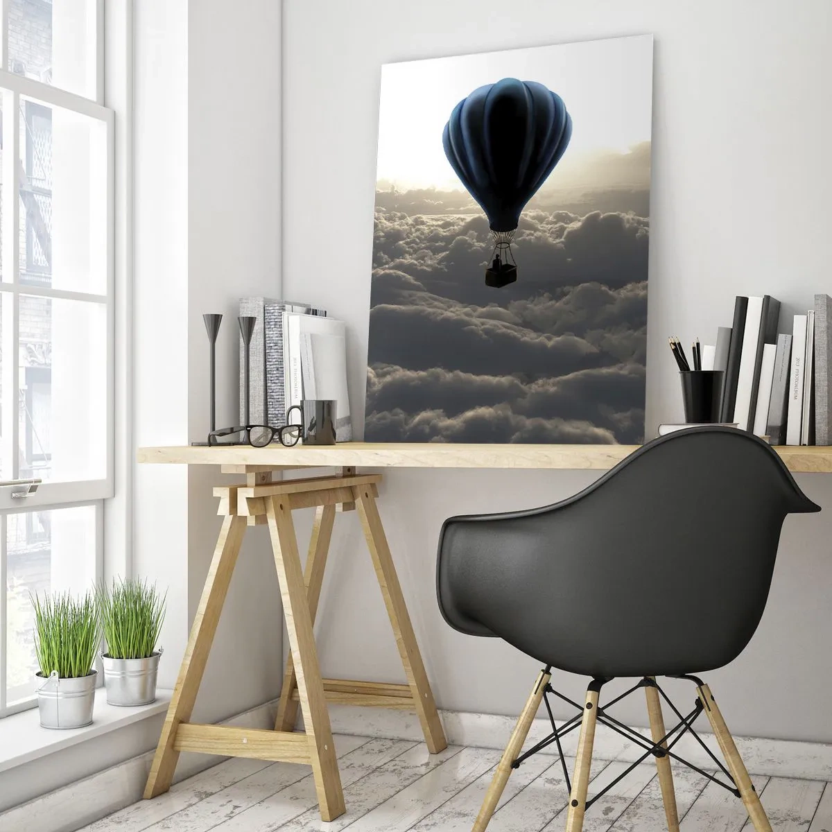 Schilderen op glas - Een zwerver boven de wolken - 50x70 cm