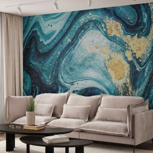 Fotobehang Premium Canvas - Blauwe draaikolk - Abstractie, Deel, Modern patroon - 350x256 cm