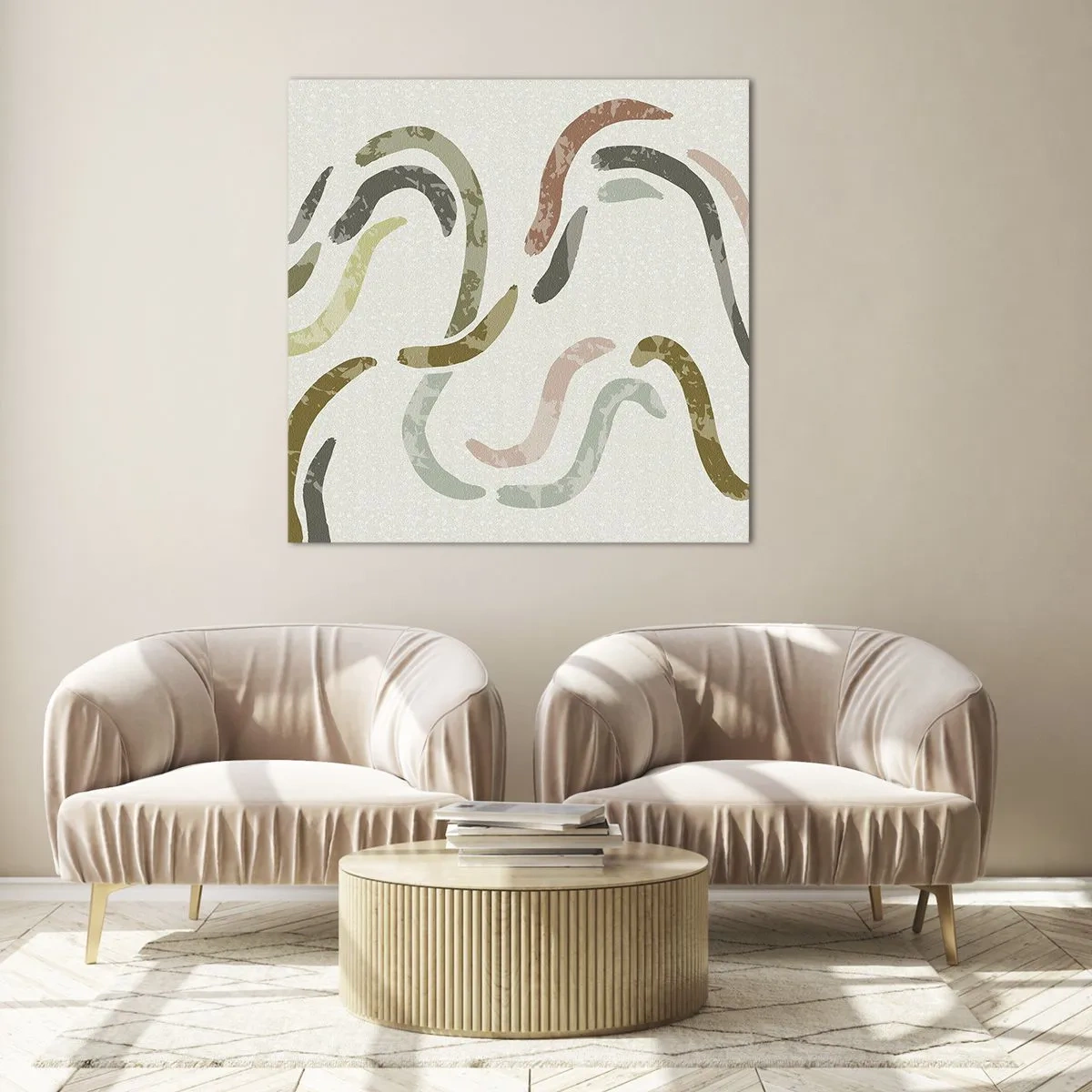 Schilderen op glas - Een vrolijke dans van abstractie - 30x30 cm