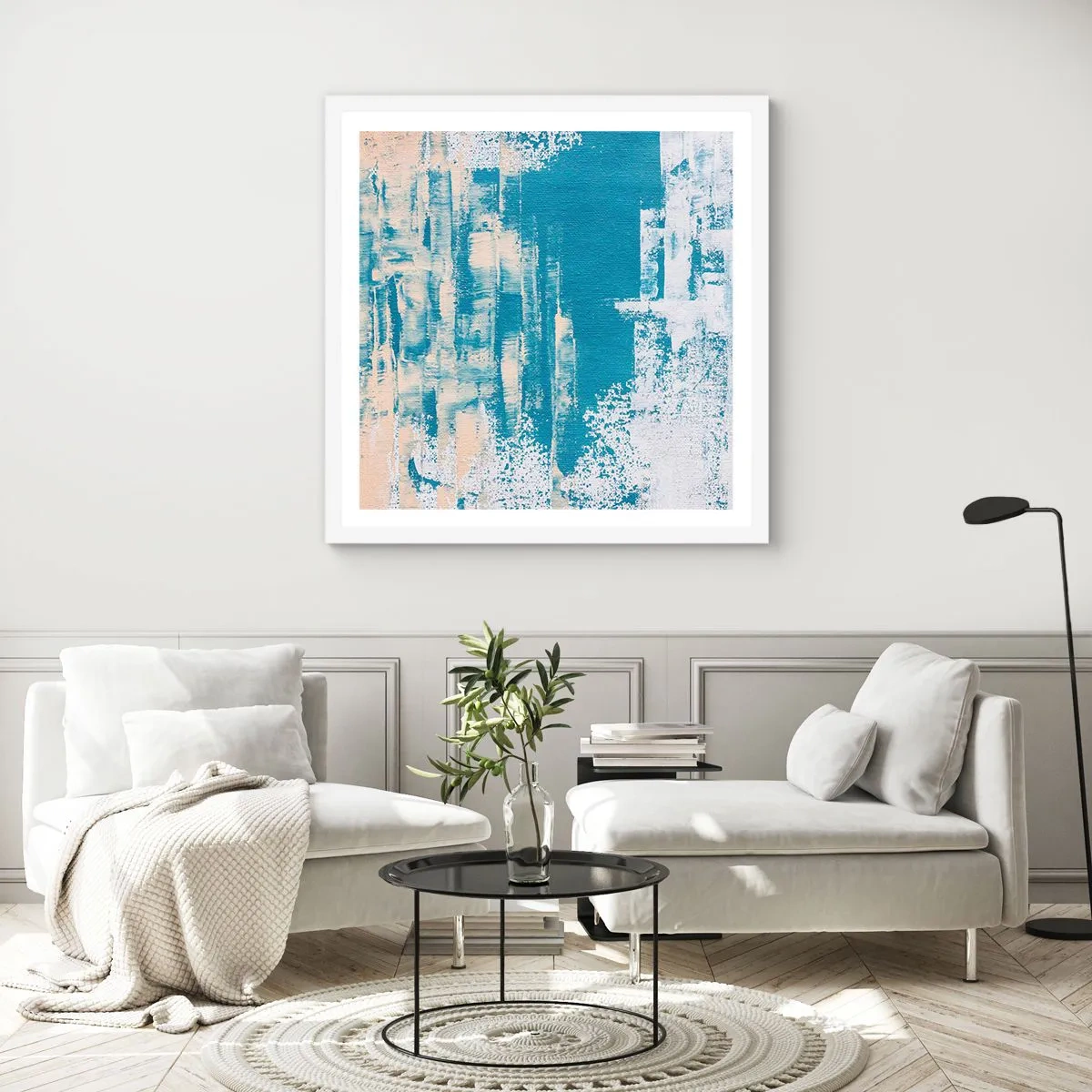 Poster in een witte lijst - Door een ijspegel - 30x30 cm