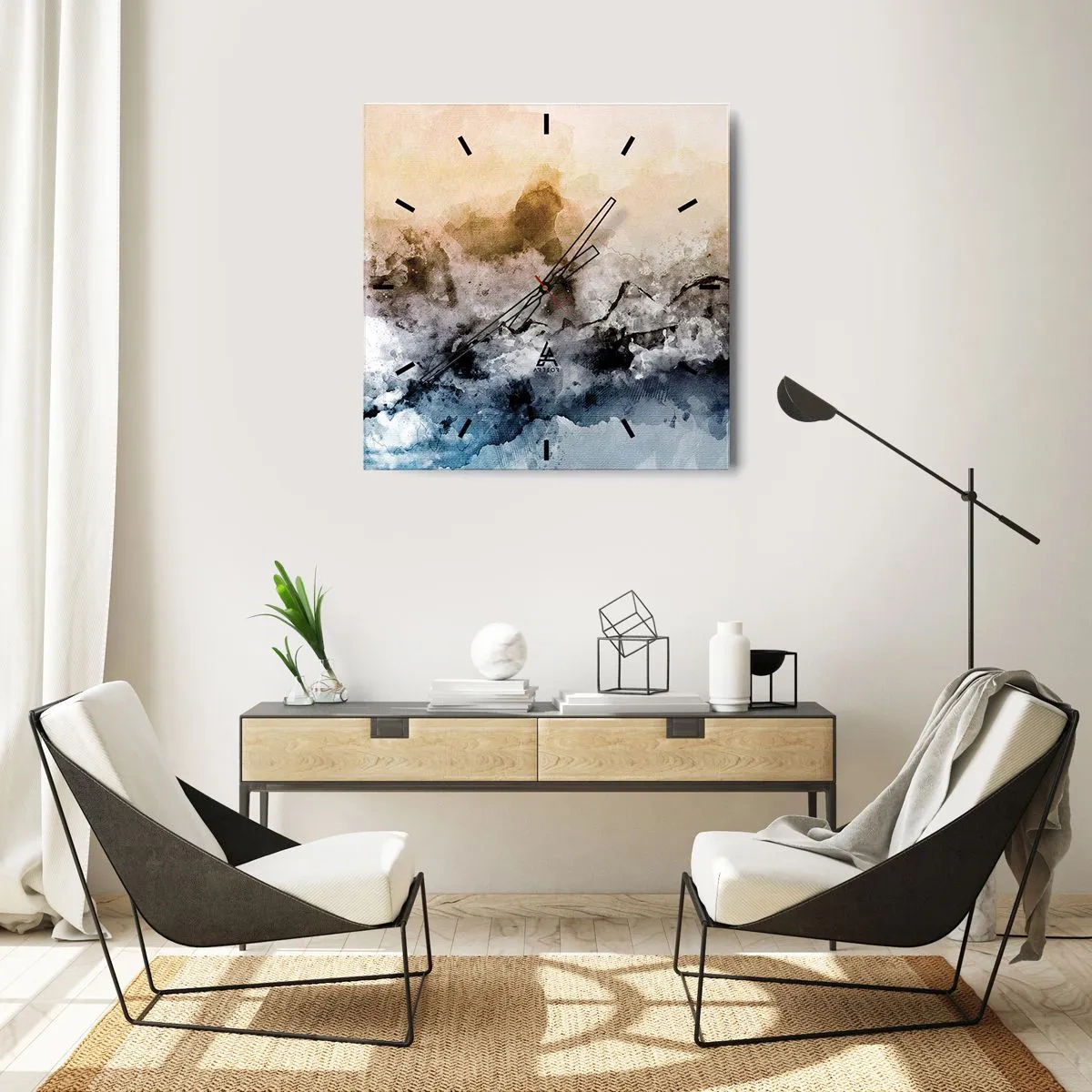 Wandklok - Klok - Verdronken in een wolk van mist - 30x30 cm