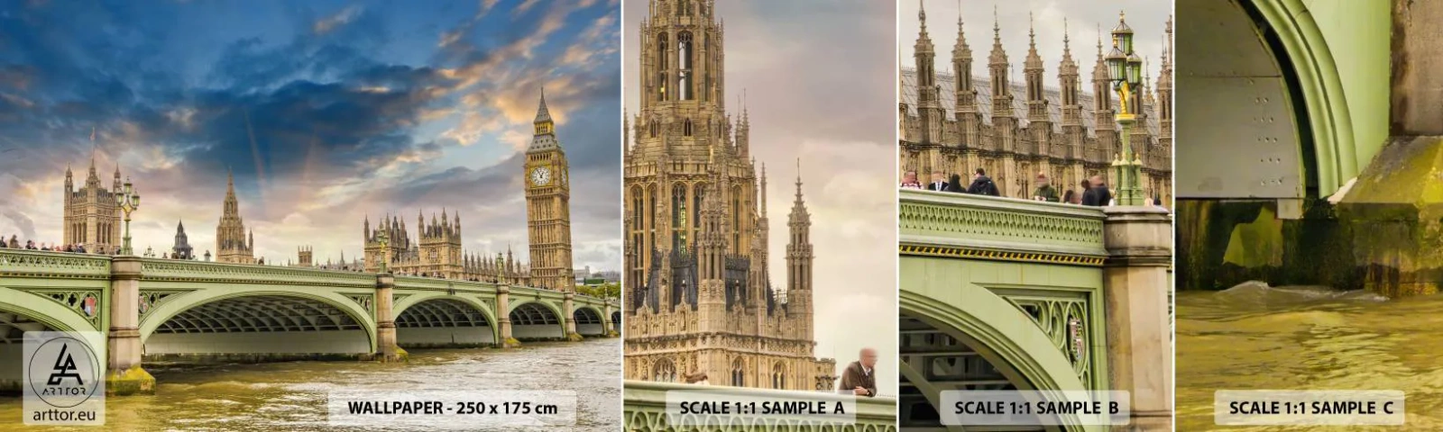 Fotobehang Monster Zelfklevend Deluxe Sticker - De tijd stond stil in het rijk - Stad, Londen, Architectuur - 100x30 cm