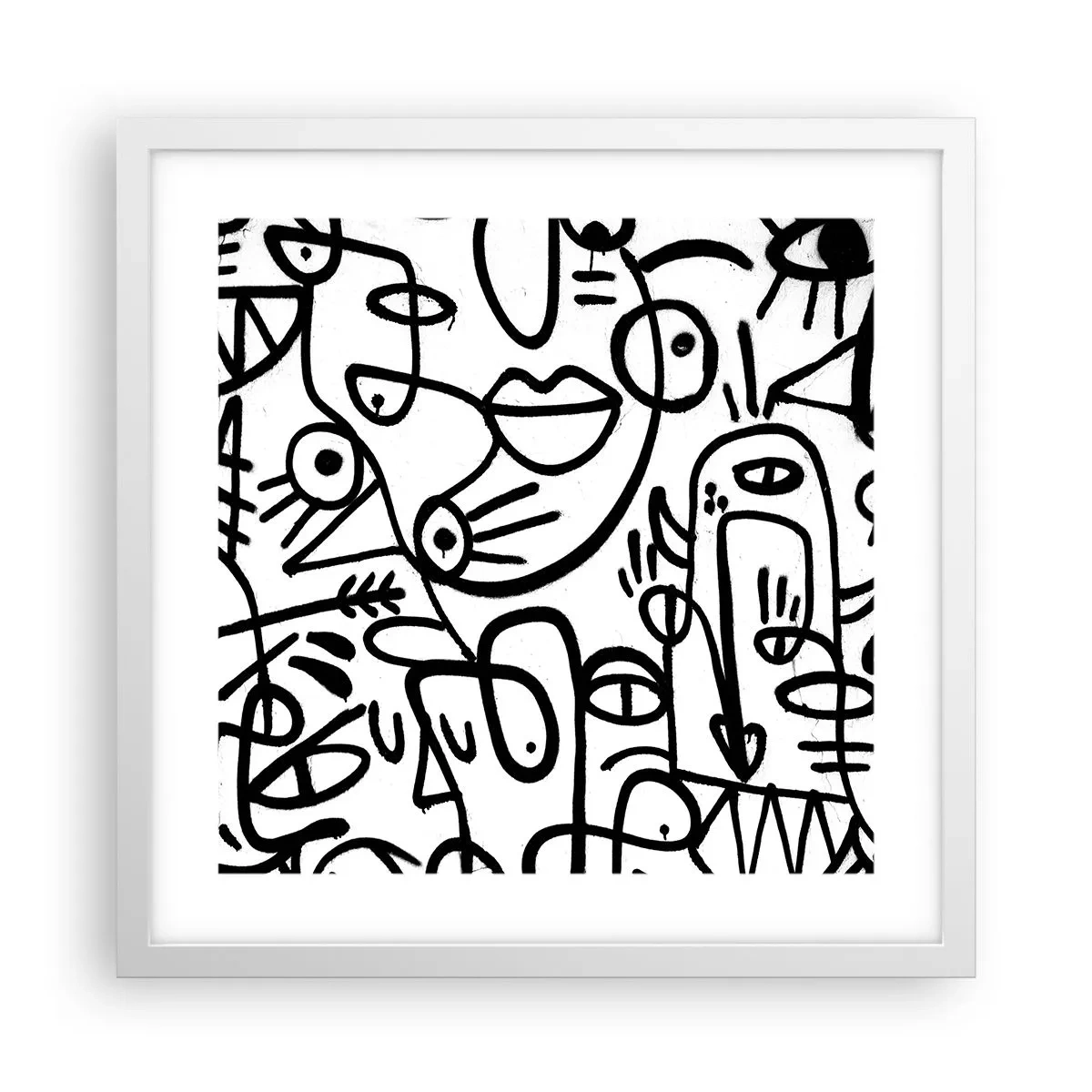 Poster in een witte lijst - Gezichten en luchtspiegelingen - 40x40 cm