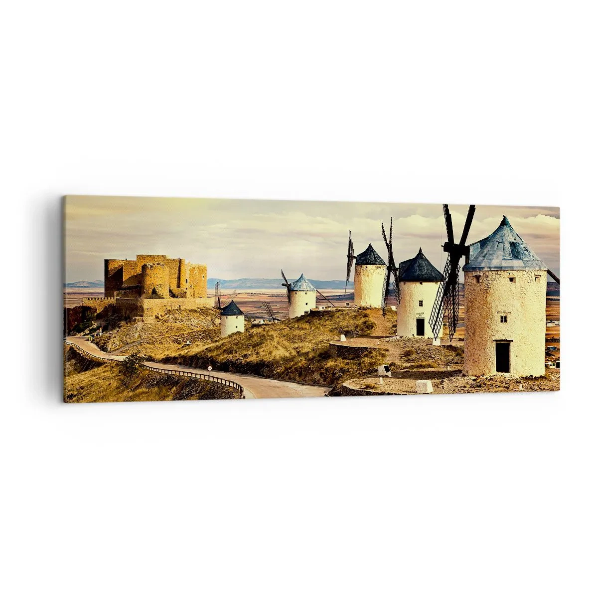 Schilderen op canvas - Don Kichot zal snel hier zijn. - 140x50 cm