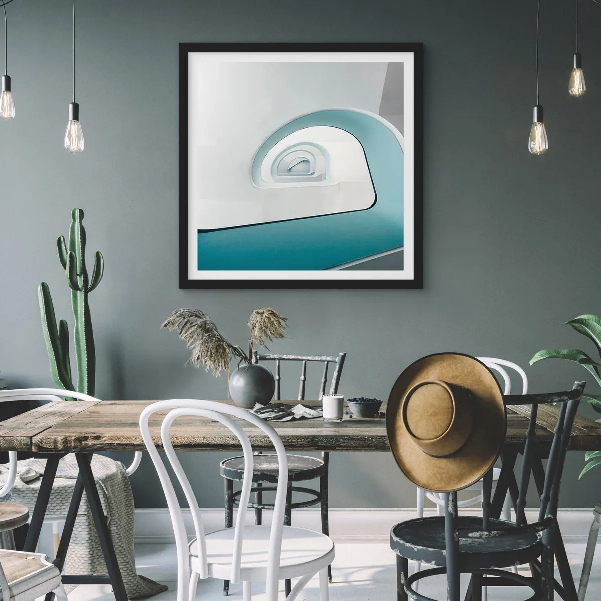 Poster in een zwarte lijst - Naar de bodem van de blauwe - 40x40 cm