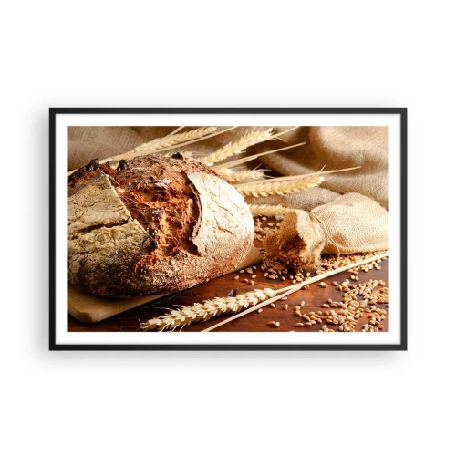 Poster in een zwarte lijst - Smakelijk, geurig, knapperig - 91x61 cm