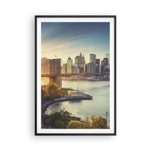 Poster in een zwarte lijst - Dageraad in de grote stad - 61x91 cm