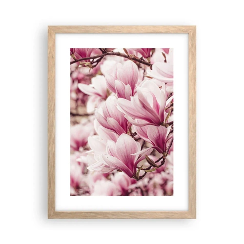 Een poster in een licht eiken lijst - De lente is roze - 30x40 cm