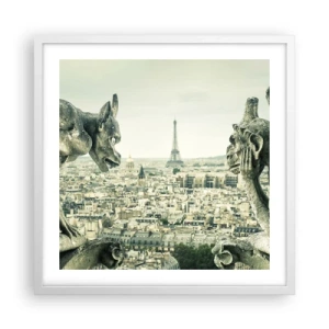 Poster in een witte lijst - Parijs' babbelen - 50x50 cm