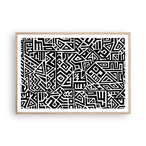 Een poster in een licht eiken lijst - Pre-Columbiaanse compositie - 100x70 cm