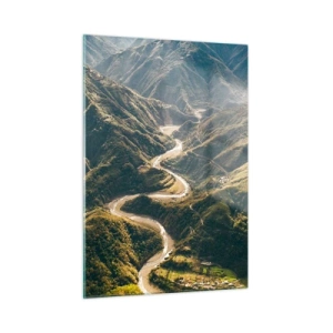 Schilderen op glas - Recht uit het hart van de bergen - 50x70 cm