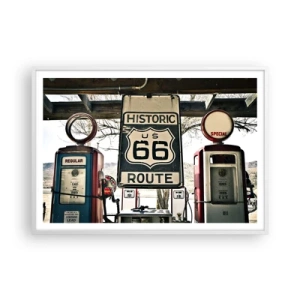 Poster in een witte lijst - Amerikaanse retro reis - 100x70 cm