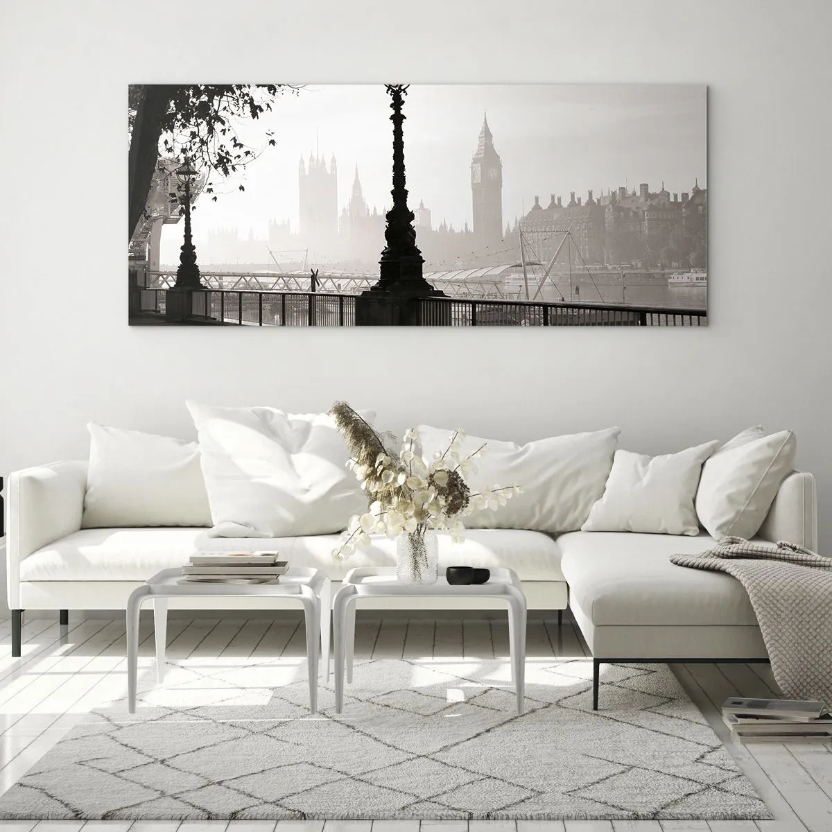 Schilderen op glas - Ochtend in Londen - 100x40 cm