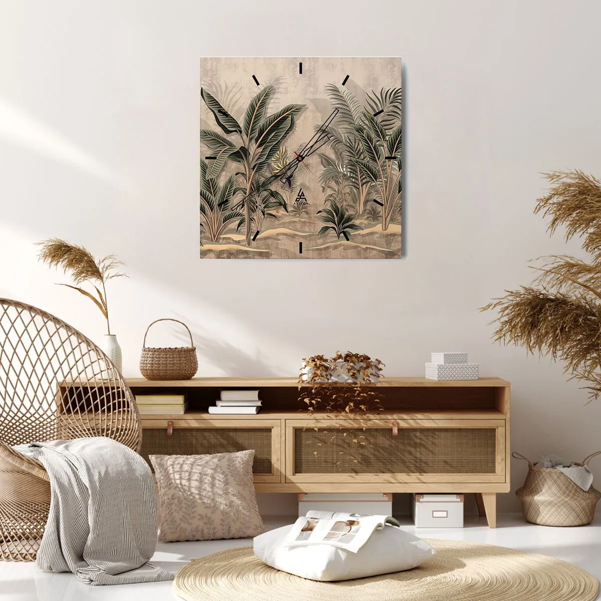 Wandklok - Klok - Een gravure in koloniale stijl - 30x30 cm