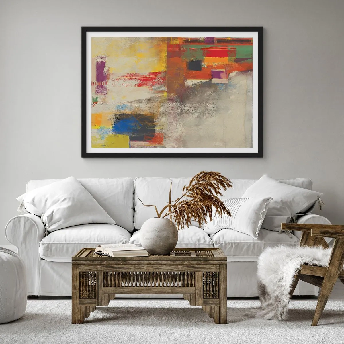 Poster in een zwarte lijst - Kleur geometrie - 70x50 cm