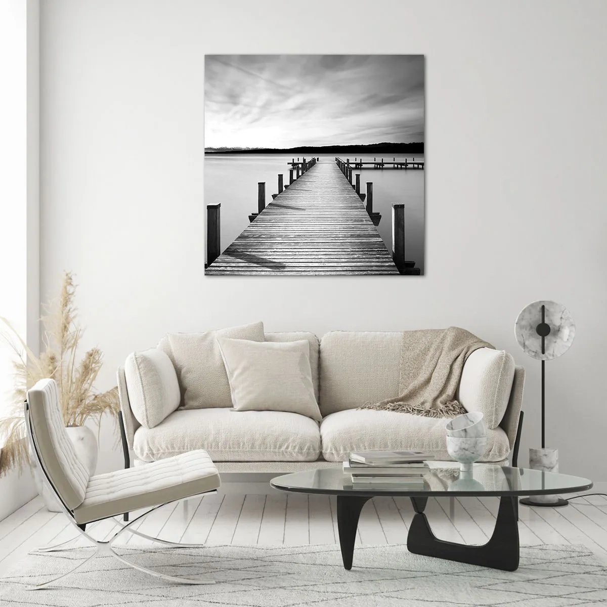 Schilderen op glas - Bij de waterput - vrede - 70x70 cm