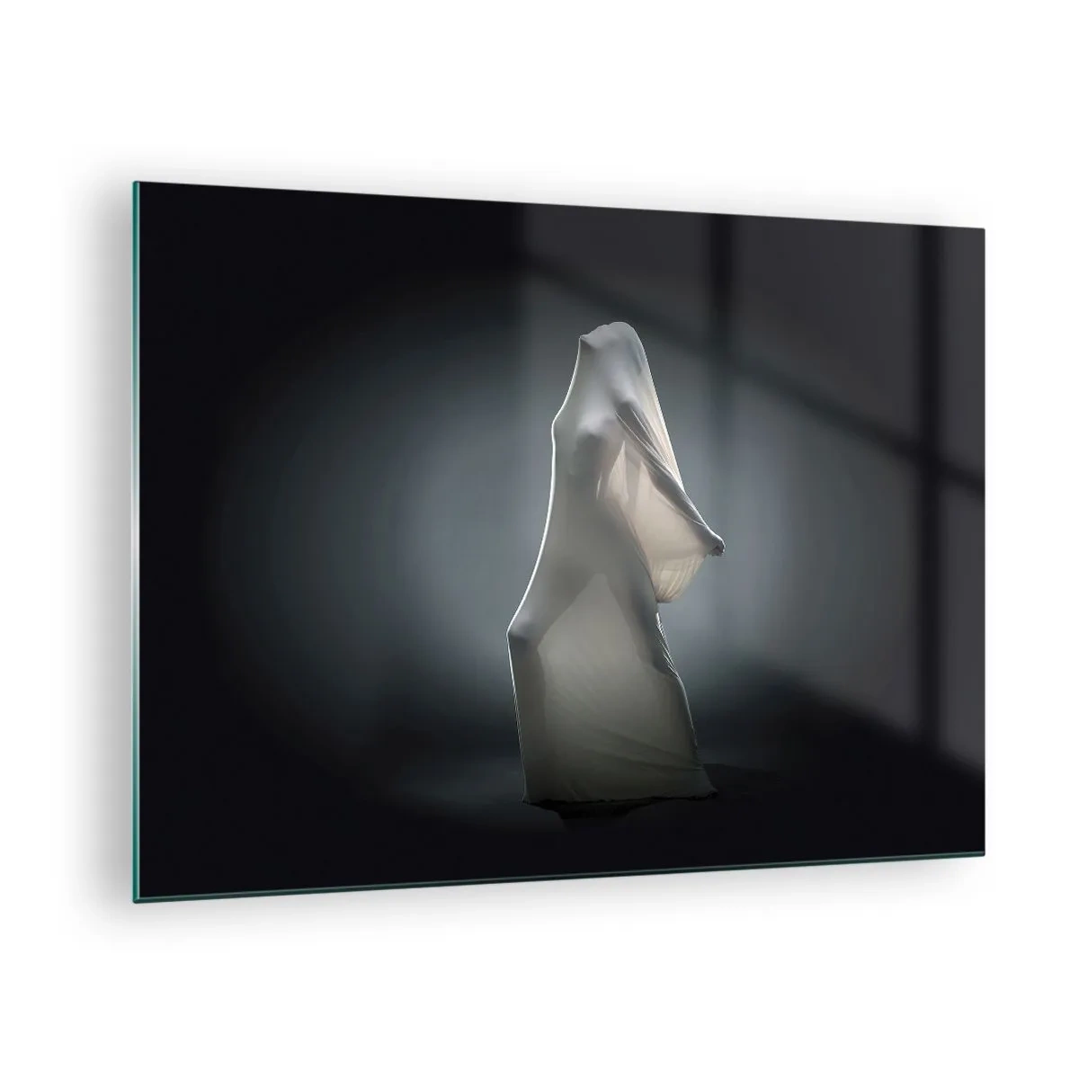 Schilderen op glas - Een mysterieus silhouet in het zachte licht - 70x50cm - Verborgen verlangens - Moderne wanddecoratie voor woonkamer en slaapkamer ARTTOR