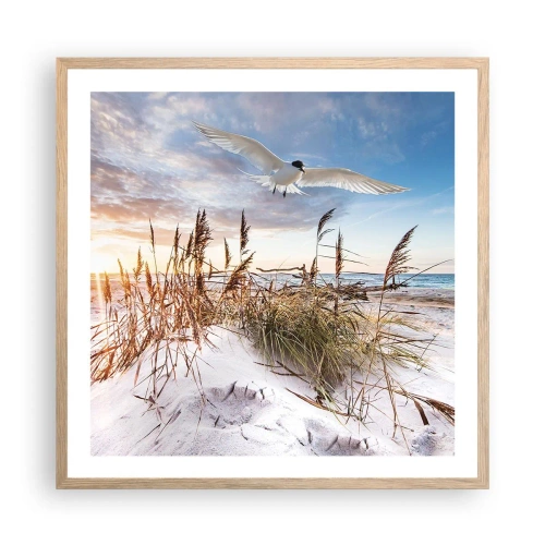 Een poster in een licht eiken lijst - Wind uit zee - 60x60 cm