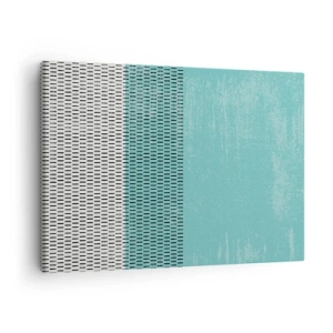 Schilderen op canvas - Geometrische compositie met turquoise en lijnen - 70x50cm - Een uitgebalanceerde compositie - Moderne wanddecoratie voor woonkamer en slaapkamer ARTTOR