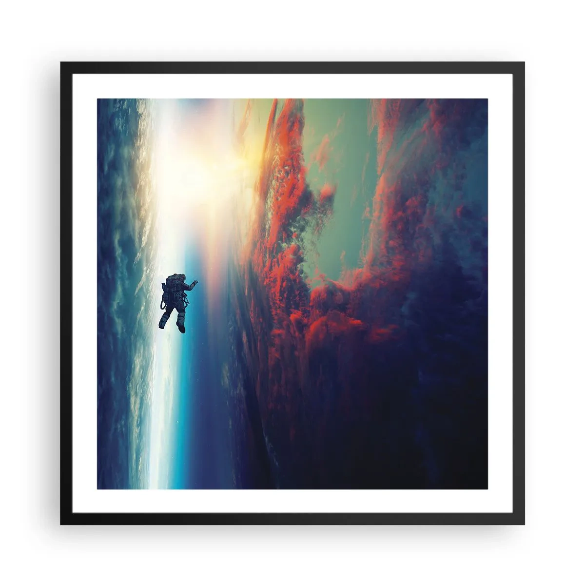 Poster in een zwarte lijst - Ga het universum tegemoet - 60x60 cm