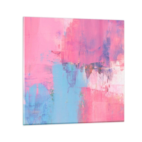 Schilderen op glas - Roze, blauw en een vleugje licht - 50x50 cm