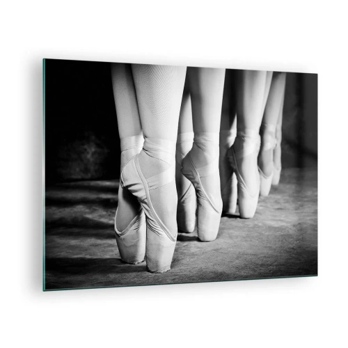Schilderen op glas - Ballerina's op pointe in een zwart-witte setting - 70x50cm - Samen, lichtjes - Moderne wanddecoratie voor woonkamer en slaapkamer ARTTOR