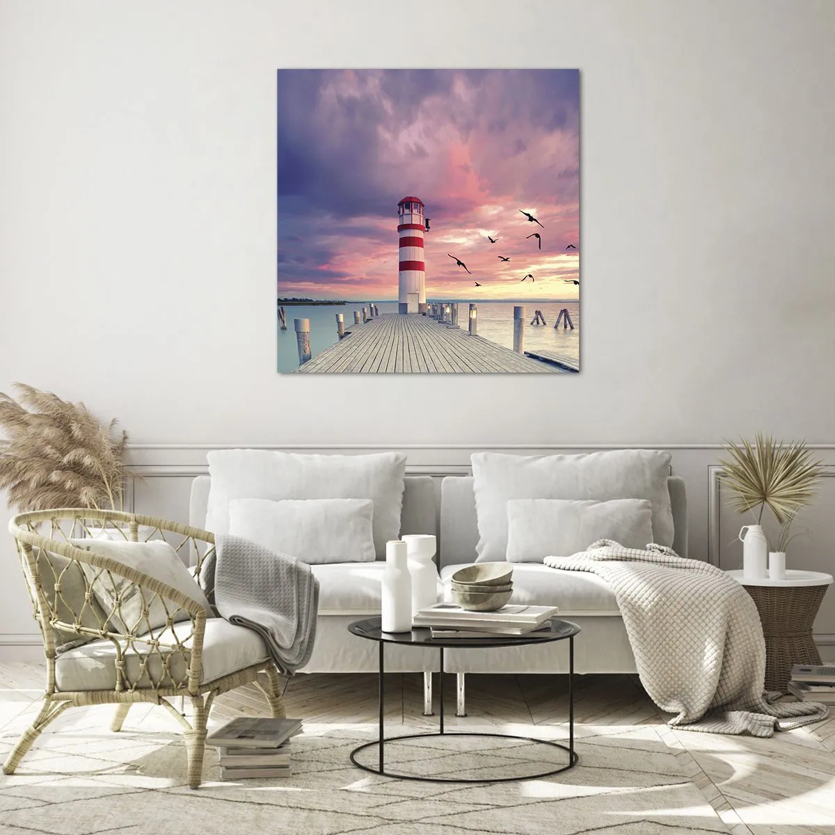 Schilderen op glas - Het is tijd naar de haven te gaan - 70x70 cm