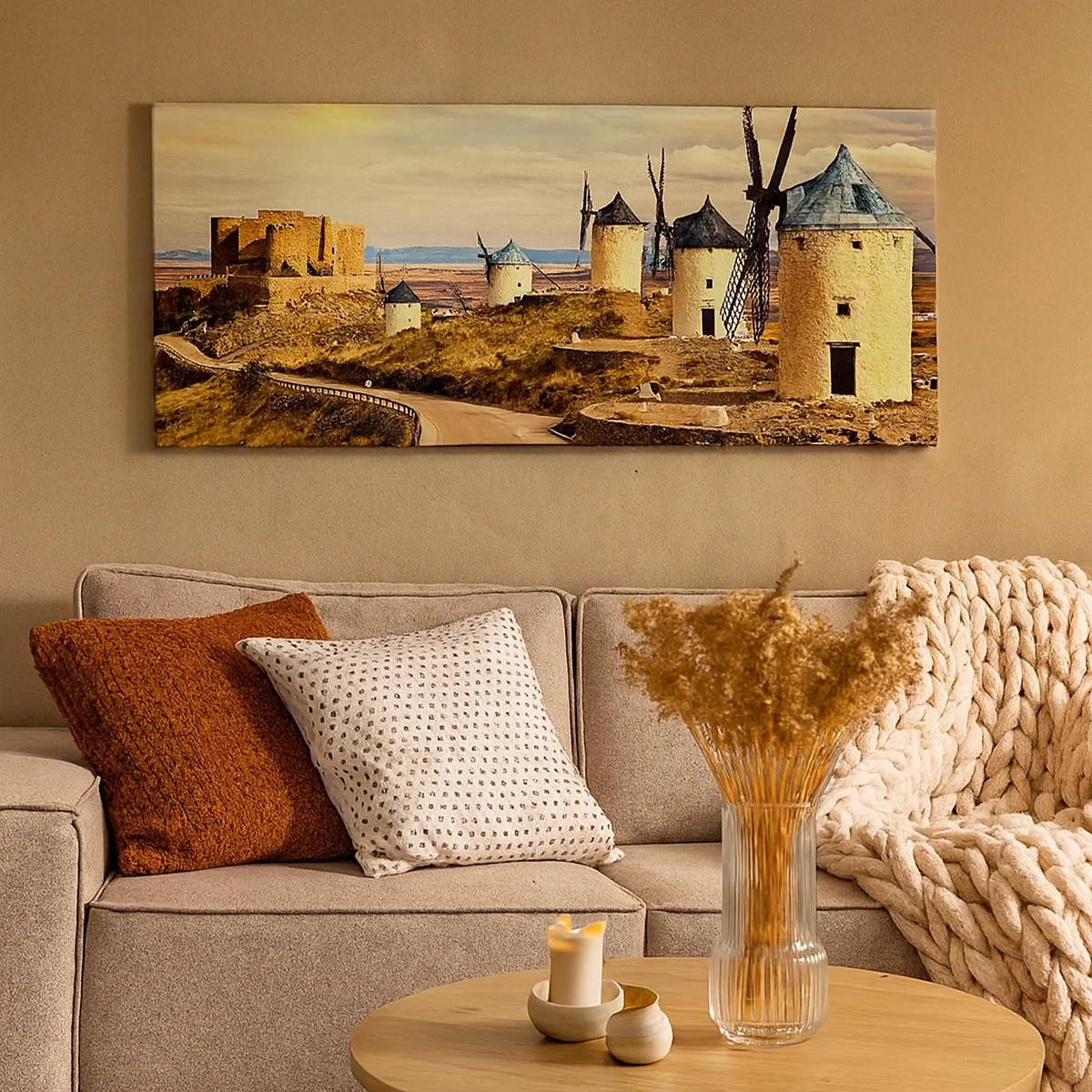 Schilderen op canvas - Don Kichot zal snel hier zijn.  - 30x30 cm