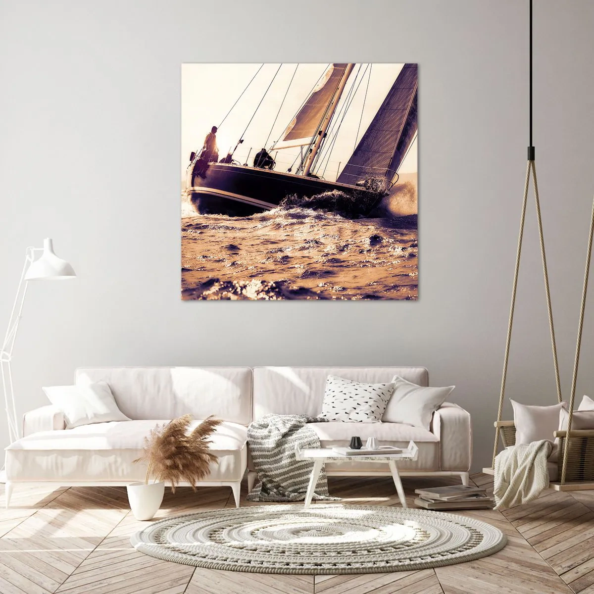 Schilderen op canvas - Zeil, matroos - 50x50 cm