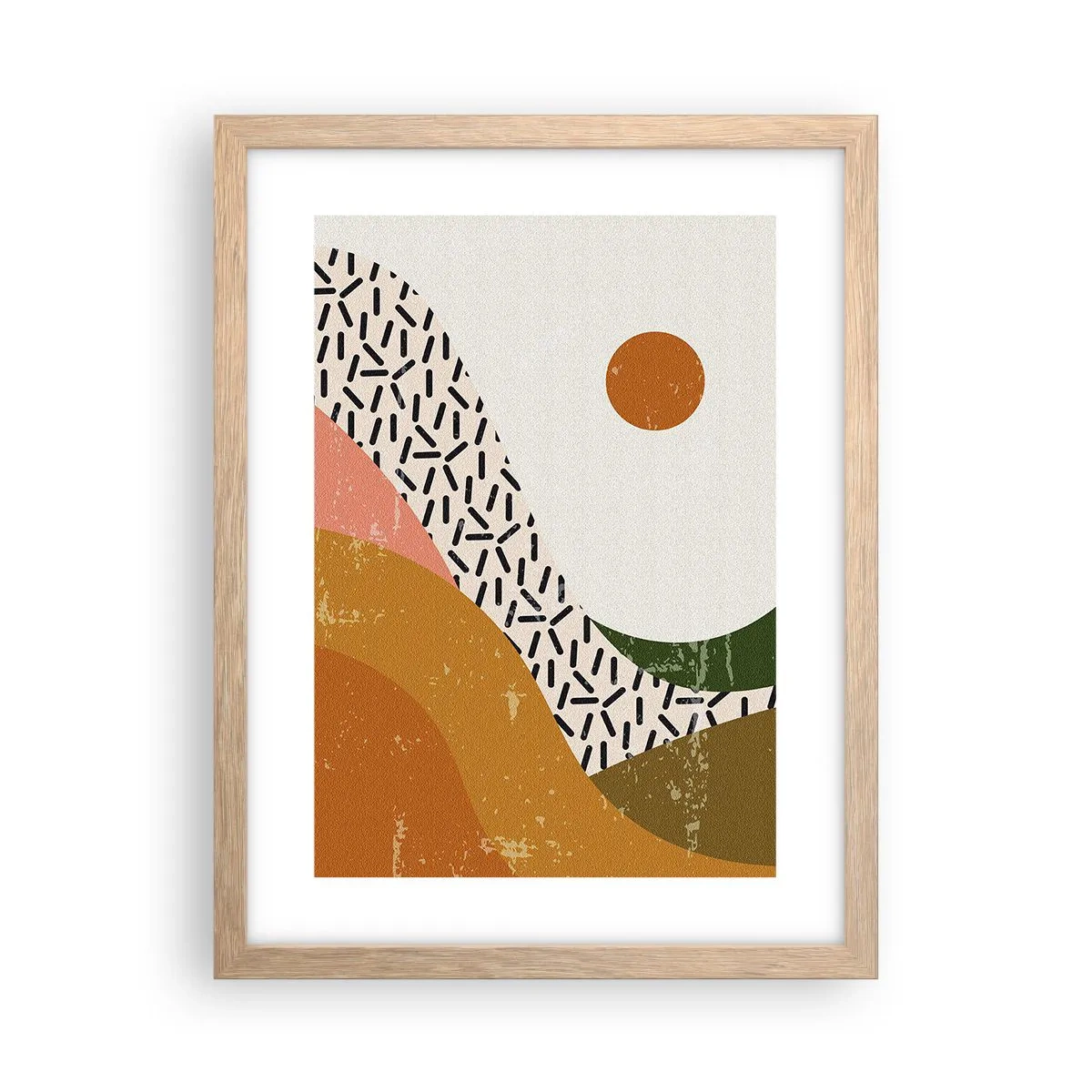 Een poster in een licht eiken lijst - Zonne-abstractie - 30x40 cm
