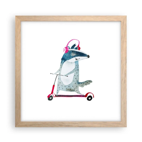 Een poster in een licht eiken lijst - Badger vreugde - 30x30 cm