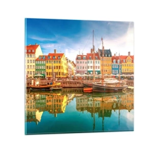 Schilderen op glas - Over het water zo glad als een spiegel - 50x50 cm