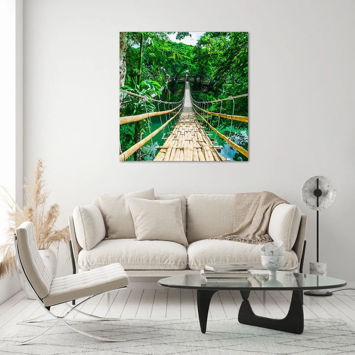 Schilderen op glas - Apenbrug over de green - 50x50 cm