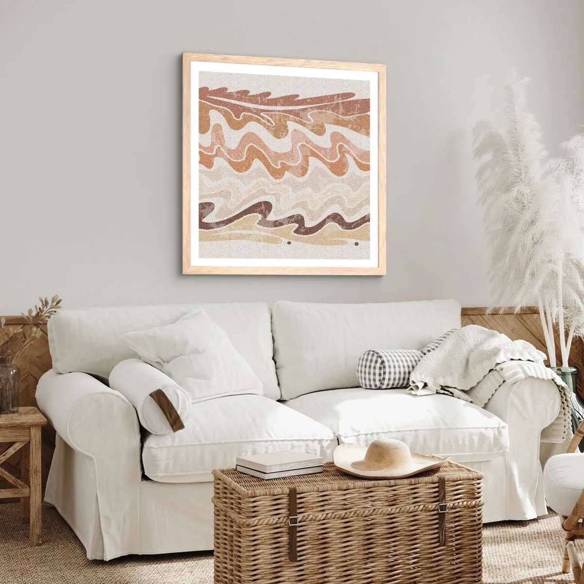 Een poster in een licht eiken lijst - Goede energie – goede emoties - 60x60 cm